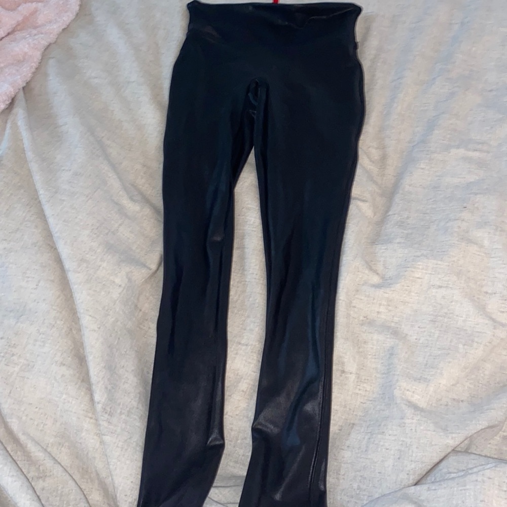 Petite Faux Leather Spanx Leggings